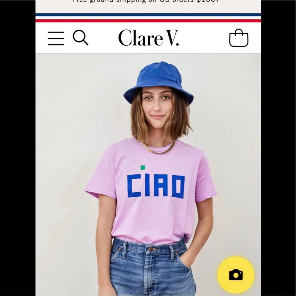 Clare V CIAO Camp Fit Lavender T-shirt EUC Small - Picture 2 of 6